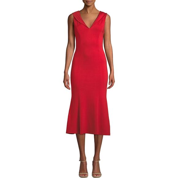 NEW Alice + Olivia Cecilia Red Draped-Shoulder Sleeveless Cocktail Dress - 2 - Picture 3 of 8